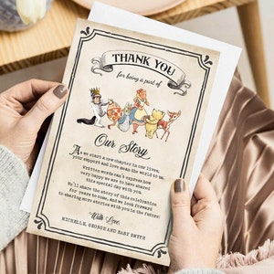 Biglietto di ringraziamento stampabile 4x6 su ordinazione / a tema libro di fiabe / personalizzato per te