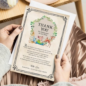 Carte de remerciement imprimable sur commande 4 x 6 / sur le thème du livre de contes / personnalisée pour vous