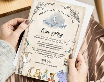 Tarjeta de agradecimiento imprimible 4x6 hecha a pedido / temática de libro de cuentos / personalizada para usted
