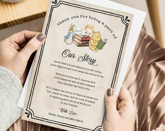 Tarjeta de agradecimiento imprimible 4x6 hecha a pedido / temática de libro de cuentos / personalizada para usted