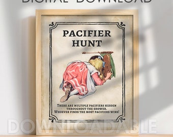 Downloadable 8x10 Sign / Pacifier Hunt Game / UNEDITABLE / Storybook Baby Shower Decoration