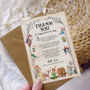 Carte de remerciement numérique sur commande 3,5 x 15,4 cm / sur le thème du livre de contes / personnalisée pour vous / non modifiable