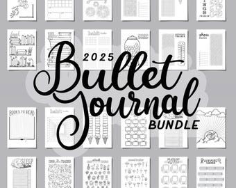 2025 Bullet Journal Bundle - 100+ Unique Digital Pages - A5 & A4 Versions - Dotted and Plain Background