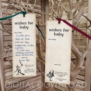 SET OF 12 DOWNLOADABLE Bookmark - UNeditable and Not Personalized/ Wishes for Baby / 2.5&quot;x6.5&quot; Size / Digital Download Only