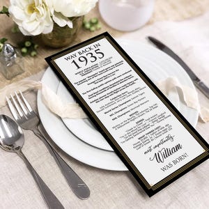MADE-To-Order Digital File/ Personalized 1935 - 90th Birthday Decorations / Table Place Cards Personalized For You / for Men Women