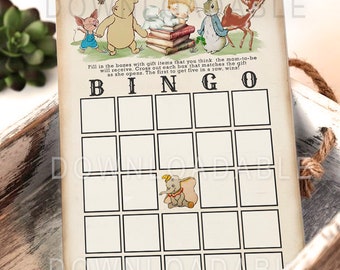 Downloadable 5x7 — Bingo Game— UNeditable—Vintage Brown Style