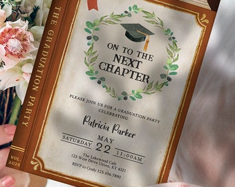 MADE-To-Order 5x7 Digital Invitation / Book Themed Graduation Party Invitation / Customized for You
