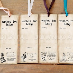 SET OF 12 DOWNLOADABLE Bookmark - UNeditable and Not Personalized/ Wishes for Baby / 2.5&quot;x6.5&quot; Size / Digital Download Only