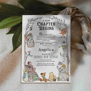 Faire-part numérique 5 x 7 sur commande / Shower de bébé ou anniversaire livre de contes / personnalisé pour vous