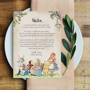 Cartão de nota digital feito sob encomenda / tamanho 5" x 7" / não autoeditável / personalizado para você / chá de bebê de livro de histórias