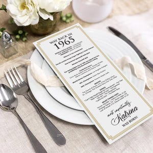 MADE-To-Order Digital File/ Personalized 1965 - 60th Birthday Decorations / Table Place Cards Personalized For You / for Men Women