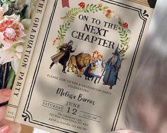 MADE-To-Order 5x7 Digital Invitation / Book Themed Graduation Party Invitation / Customized for You