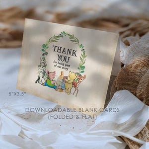 Tarjeta de agradecimiento en blanco descargable de 5" x 3.5" / No autoeditable / Plana y doblada / Temática de cuento de hadas /