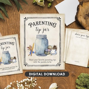 Conseils à télécharger pour les futurs parents ou les nouveaux parents / Panneau 8 x 10 ou 5 x 7 pouces avec carte de correspondance 4 x 6 pouces/non auto-modifiable/livre de contes Baby Shower