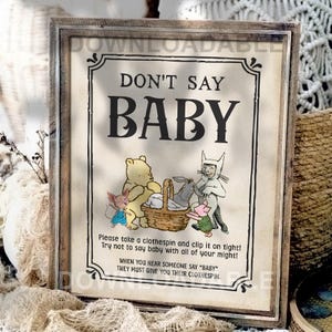 Downloadable 8x10 Sign / Don't Say Baby Game / UNEDITABLE / Storybook Baby Shower Birthday
