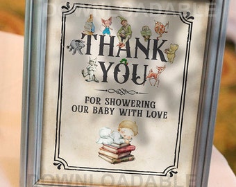 Herunterladbares 8x10 Zeichen / NICHT BEARBEITBAR / Märchenbuch-Babypartydekoration