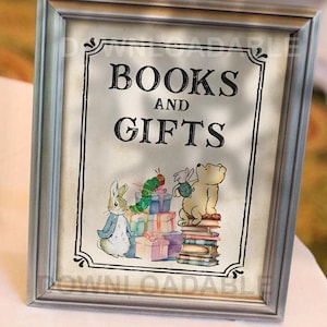 Herunterladbares 8x10 Zeichen / Bücher und Geschenke Zeichen / UNEDITABLE / Märchenbuch Babyparty