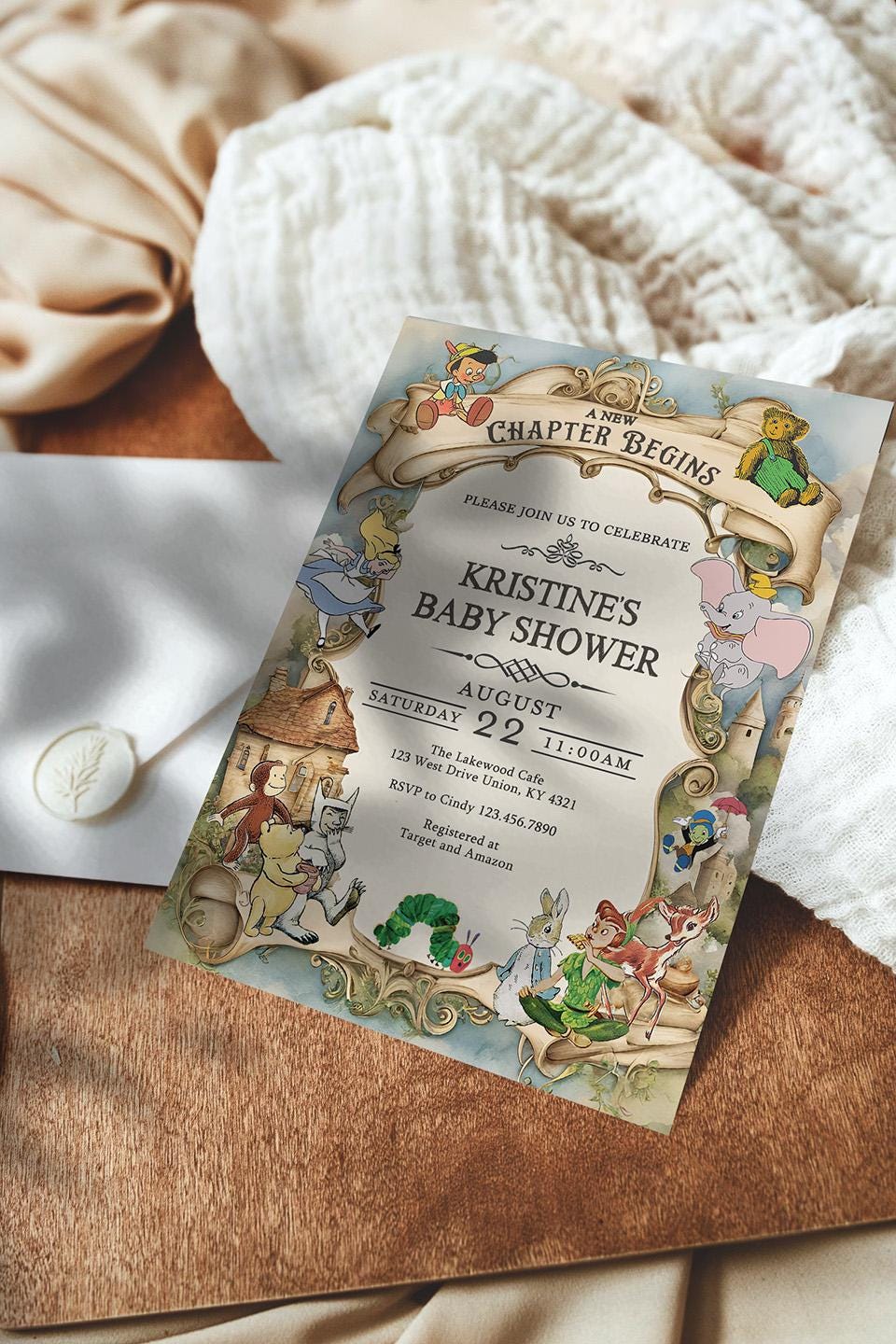 MADE-To-Order 5x7 Digital Invitation / Storybook Baby Shower / Customized for You