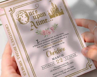 Digitale uitnodiging MADE-To-Order 5 x 7 / verhalenboek prinses sprookje thema / uitnodiging vrijgezellenfeest / op maat gemaakt voor jou