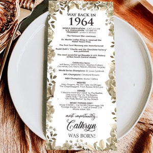 Archivo digital hecho a pedido/Decoraciones personalizadas para el 60.° cumpleaños de 1964/Tarjetas de mesa personalizadas para ti/para hombres y mujeres