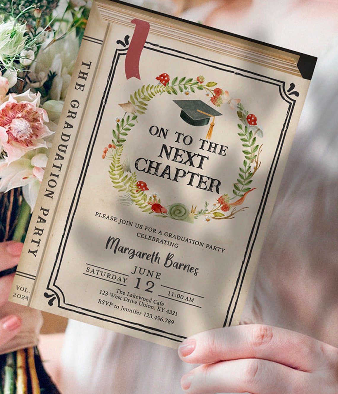Made-to-order 5x7 Digital Invitation / Book Themed Graduation Party ...