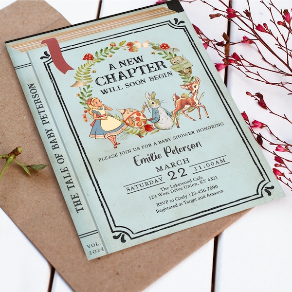 MADE-To-Order 5x7 Digital Invitation / Storybook Baby Shower / Customized for You