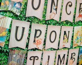 Downloadable 5x9 Once Upon A Time Pennant Banner / UNEDITABLE / Storybook Themed Party