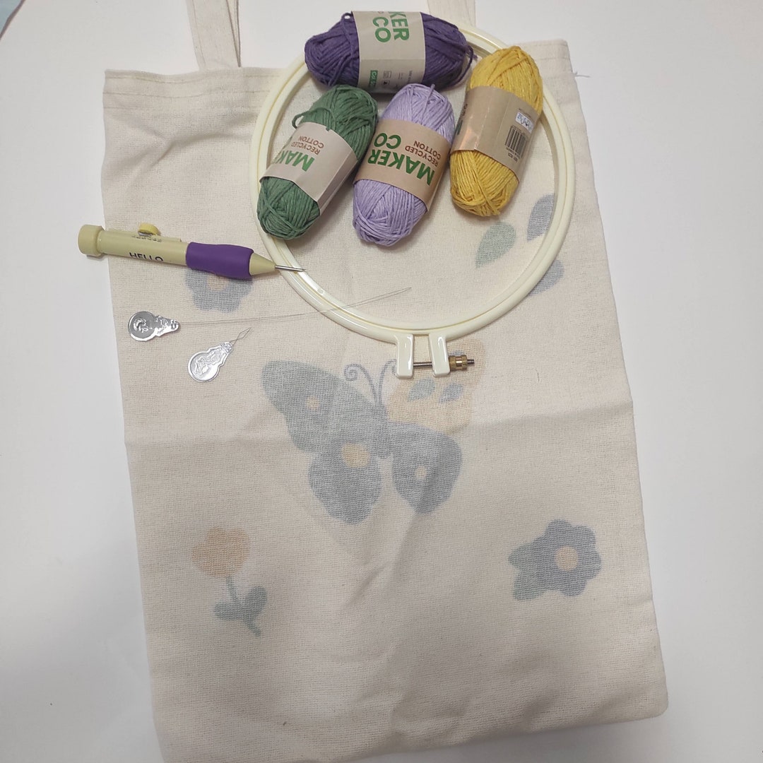 Punch Needle Cloth Bag Kit for Beginner, Beginner Punch Needle Kit With Adjustable Punch Needle