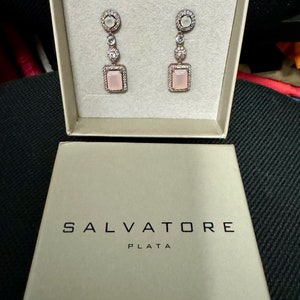 Orecchini Salvatore Plata in Argento 925 e placcato oro rosa con pietra semipreziosa Vintage immagine 2