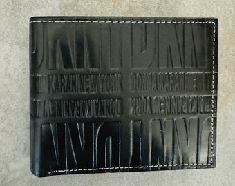 Portafoglio in pelle Marca DKNY Donna Karan New York - Portafoglio Passcase in pelle DKNY Vintage anni '80