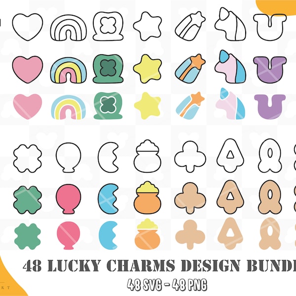 Lucky Charms Svg Bundle, Lucky Charms Clipart, DIY Projects, Party Decor, Digital Download, Cricut, Silhouette, St. Patrick's Day Svg Png