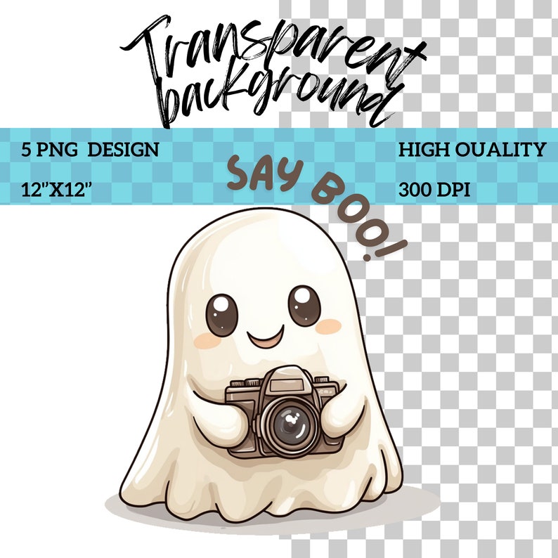 Say Boo PNG, Photographer Halloween Png, Ghost With Camera PNG ...