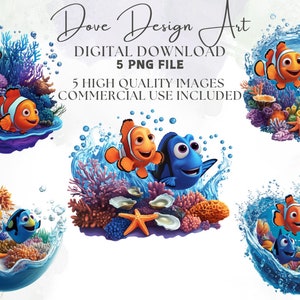Finding Nemo, Finding Dory Watercolor Digital design PNG file for sublimation-2, High Resolution,Instant Digital PNG Download,Tshirt designs
