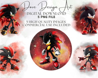Sonic Shadow Splash und Aquarell PNG, Shadow The Hedgehog PNG, Shadow Sonic Clipart Png, hohe Auflösung - Instant Digital PNG Download