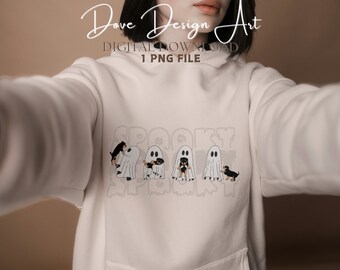 Fantasmas con perro Png, Fantasma amante de los perros Png, Lindos fantasmas de Halloween Png, Mamá perro de Halloween PNG, Perros de temporada espeluznante PNG, Persona perro Png, Ambiente espeluznante