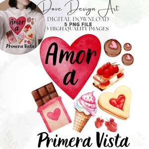 Amor a Primera Vista 5 PNG, Spanish Valentine PNG, Amor Png, San Valentin Digital Download, Valentine Png, Sweetheart Png,Valentines Day Png