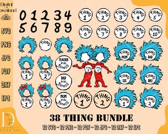 Thing 1 and Thing 2 Layered Svg Png, Thing 1 and Thing 2 Cat in the Hat Svg Png, Merch Svg Png, Thing Clipart, Thing Design,Family Shirt Svg