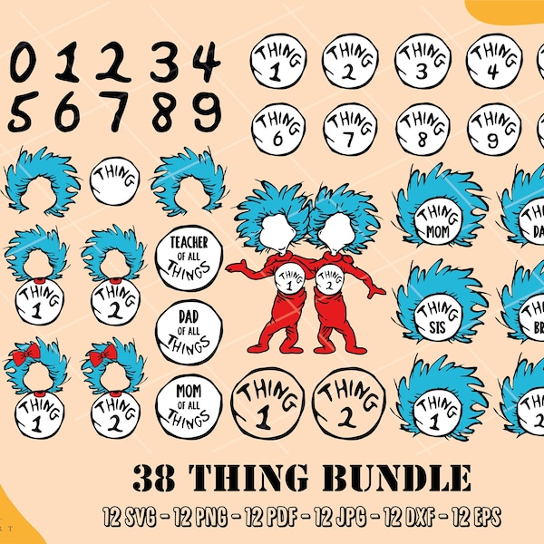 Thing 1 and Thing 2 Layered Svg Png, Thing 1 and Thing 2 Cat in the Hat Svg Png, Merch Svg Png, Thing Clipart, Thing Design,Family Shirt Svg