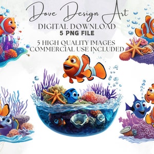 Finding Nemo, Finding Dory Watercolor Digital design PNG file for sublimation-1, High Resolution,Instant Digital PNG Download,Tshirt designs