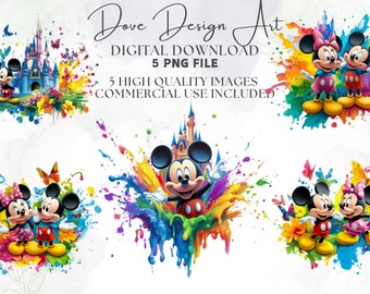 Mickey Mouse Splash and Watercolor Digital Design PNG file sublimation - 4, High Resolution, Instant Digital PNG Download, PNG Tshirt design