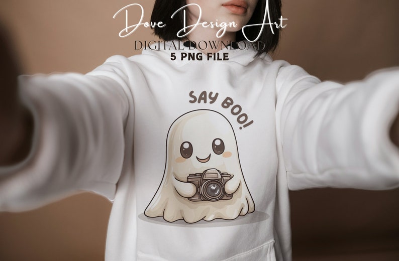 Say Boo PNG, Photographer Halloween Png, Ghost With Camera PNG ...