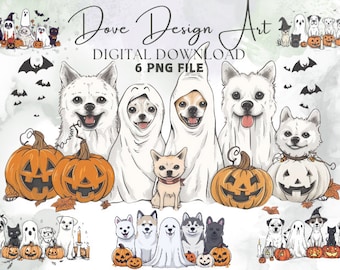 Halloween Dog Png , Ghost Dog Png , Pumpkin Dog Png , Spooky Season Png , Boo Png , Dog Sheet Png, Halloween Shirt Png , Retro Halloween Png
