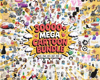 30000+ Cartoon Mega Bundle, Cartoon Characters, Cartoon Clipart, Cartoon Png, Cartoon Svg, Holiday Svg, Christmas Svg, Halloween Svg Bundle
