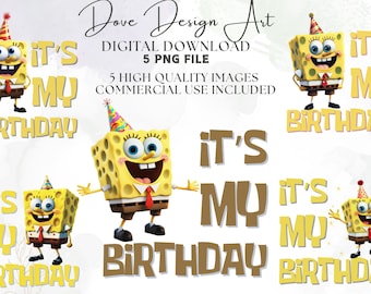 Mademark x SpongeBob Schwammkopf PNG, Es ist mein Geburtstag PNG Digitaler Download, SpongeBob PNG, Sofortiger Download, Transparenter Png Download