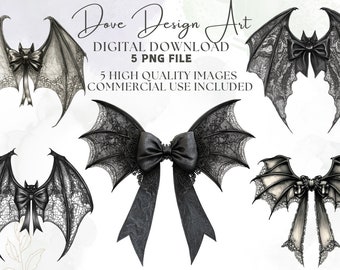 Halloween Bat Gothic Coquette Bow PNG, Girly Coquette Bow, Retro Halloween Png,Gothic Png,Black Bow Png,Soft Girl Png,Digital Art,Trendy Png