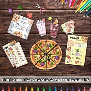 Faire une pizza - Jeu de société imprimable - Jouets Montessori, activités d'intérieur pour enfants, jeux préscolaires, jeux éducatifs, école à la maison imprimable, PDF