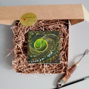 Benutzerdefinierte Ölgemälde Sport personalisierte Geschenk Regal Dekor Lime Tennisball Geschenk für Tennisspieler, auf Leinwand Trending Now Handgemachte Karte für Papa