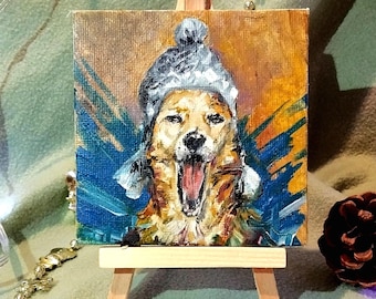 Ritratto personalizzato di Golden Retriever 4x4 – Dipinto ad olio personalizzato da foto, regalo per amanti dei cani