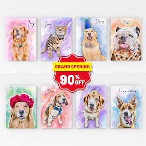 Watercolor Pet Portrait From Photo, Custom Pet Portrait from photo, Dog Painting Pet Painting, Gift Pet Memorial Birthday, Dog Watercolor