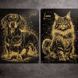 Retrato personalizado de mascota a partir de una foto. Retrato personalizado de perro. Regalo conmemorativo para mascotas. Pintura personalizada de gato. Regalo para amantes de los perros. Ilustración artística para decoración de pared.